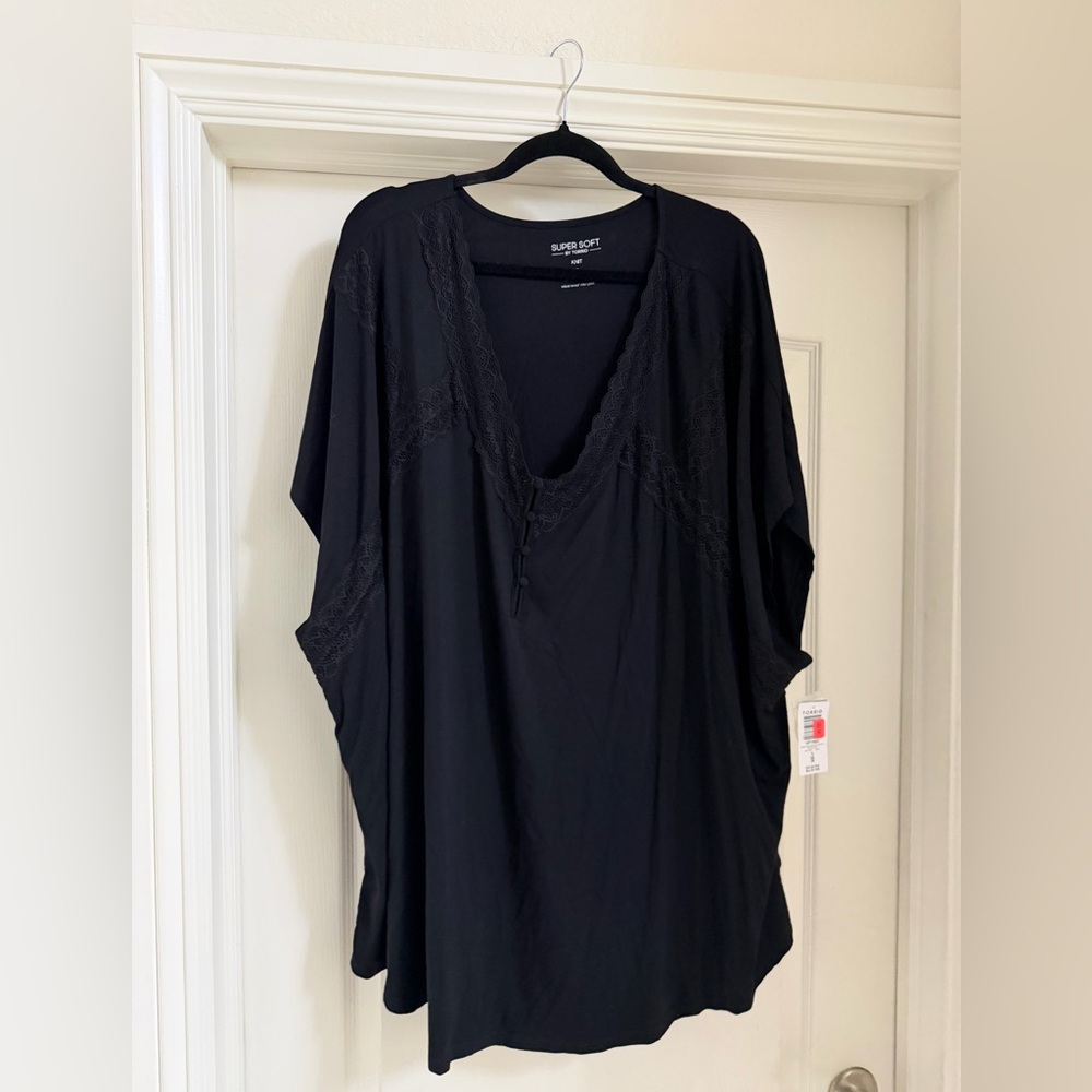 Torrid Black Lace Detail Blouse
